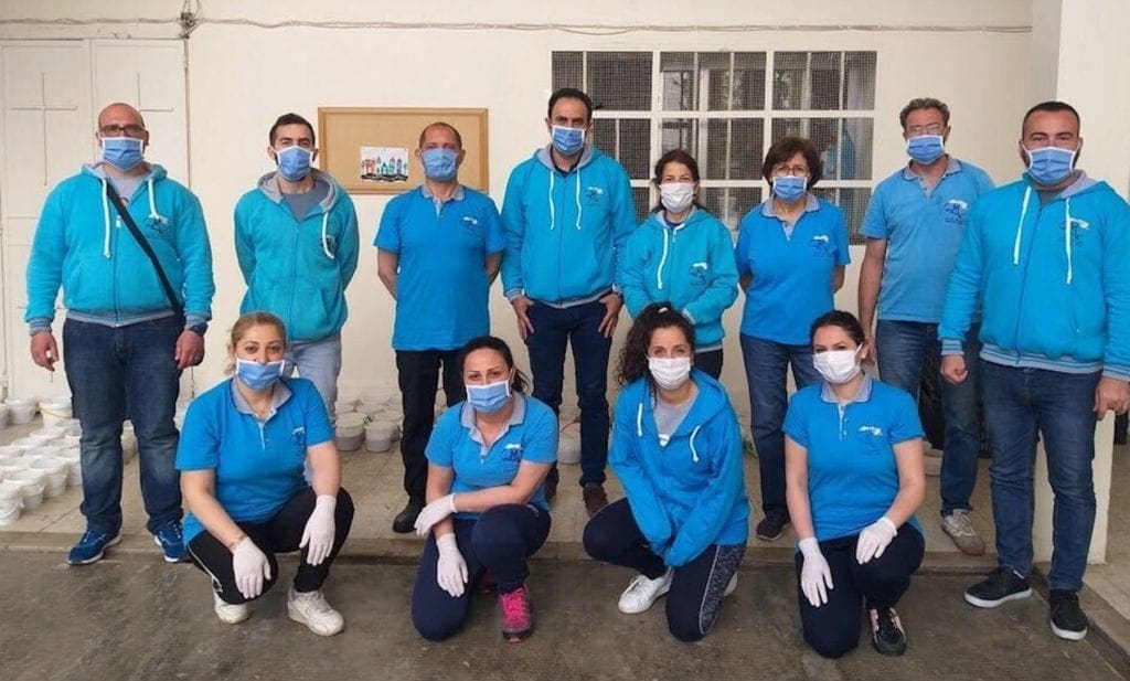 People in blue