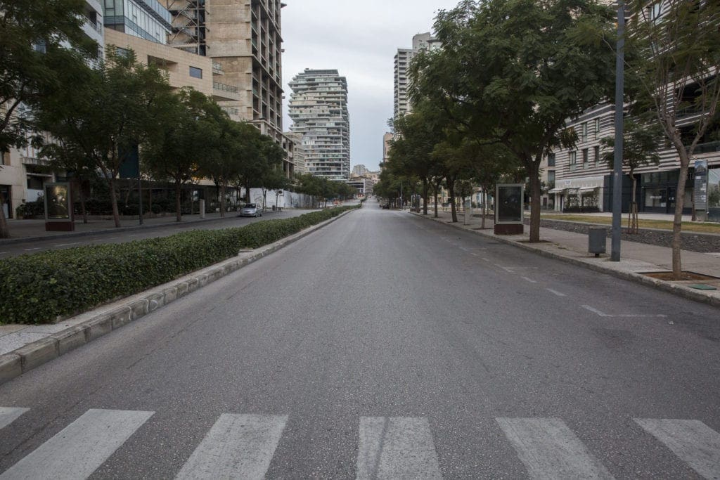 empty streets in Beirut during COVID-19 lockdown