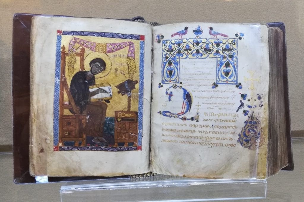 a photo of an open manuscript written by St. Gregory of Narek.