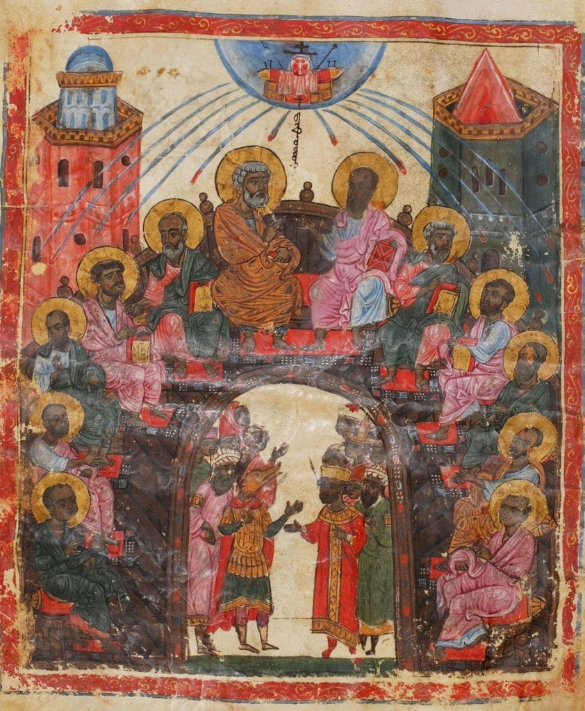 13th century artistic depiction of Pentecost.