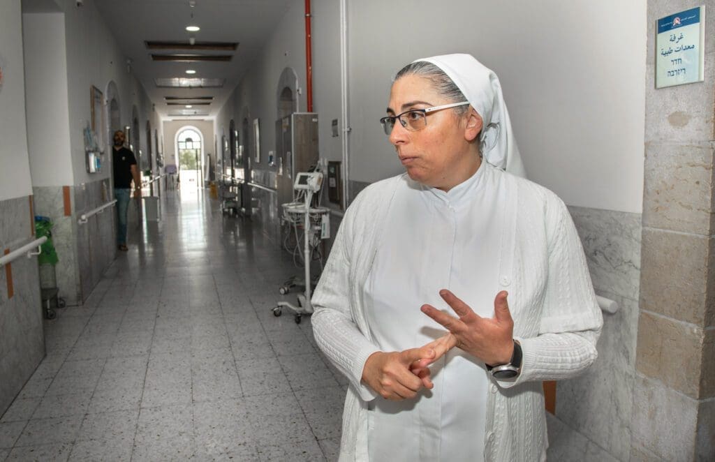Sister Maha Sansour is a member of the Daughters of Charity and head nurse at St. Vincent de Paul French Hospital in Nazareth.