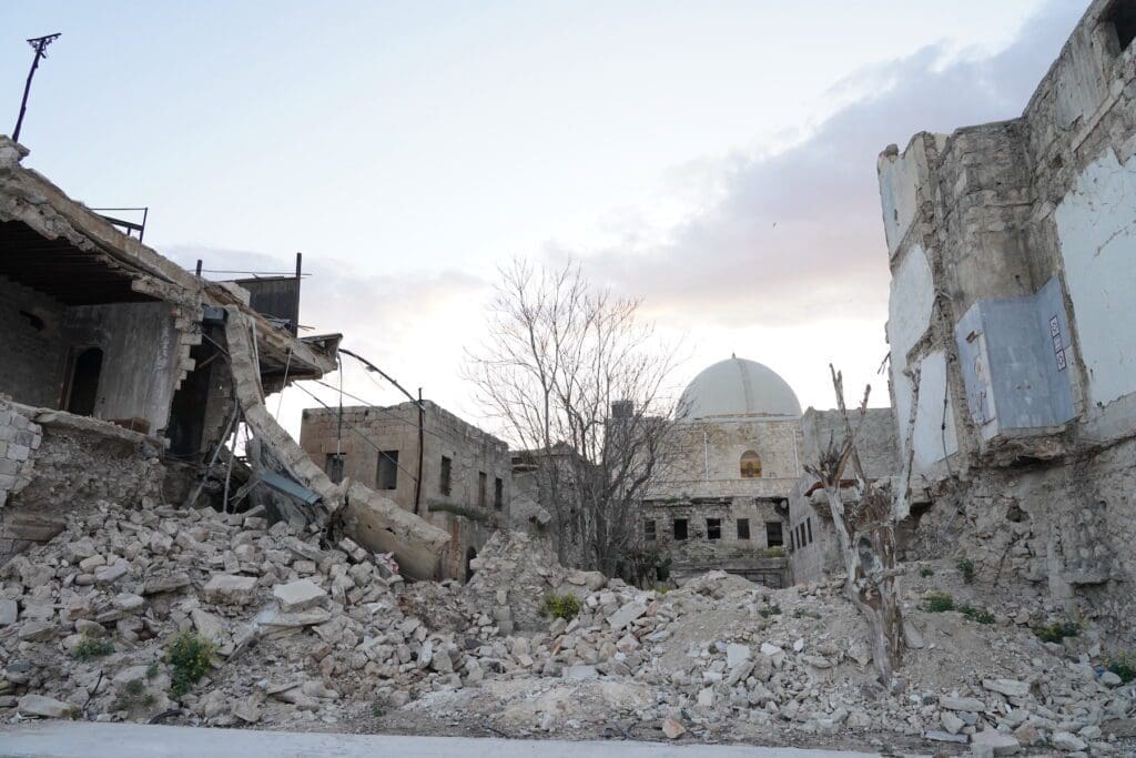 Church still stands amidst the devastation caused by earthquake in Syria.